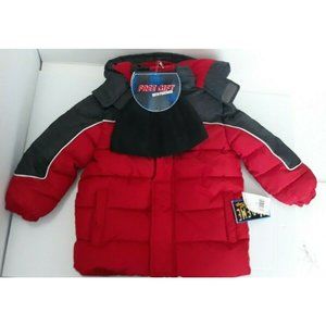 IXtreme Toddler Boys Puffer Coat w/Fleece Hat Red/Black/Gray~Sz 2T NWT~$75 Value